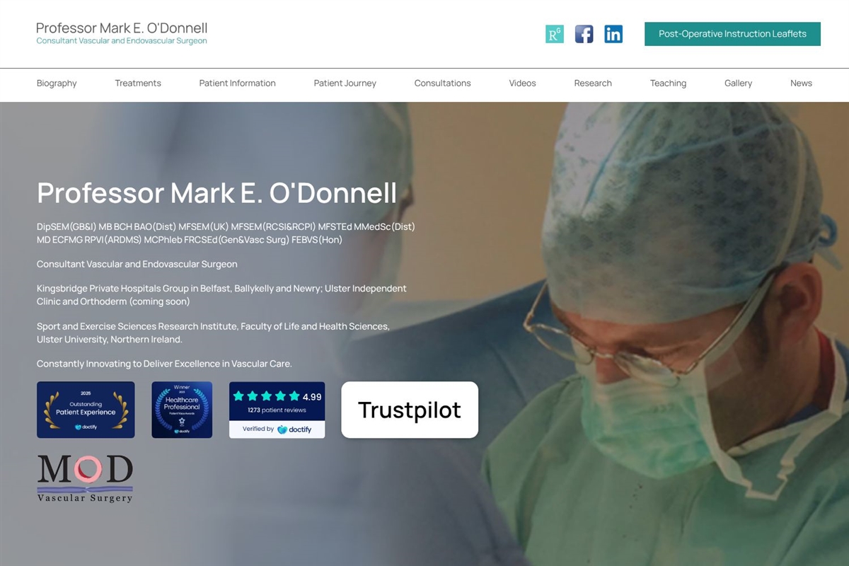 Professor Mark O'Donnell Varicose Veins and Vascular Surgery Clinic Belfast - Northern Ireland - Ireland