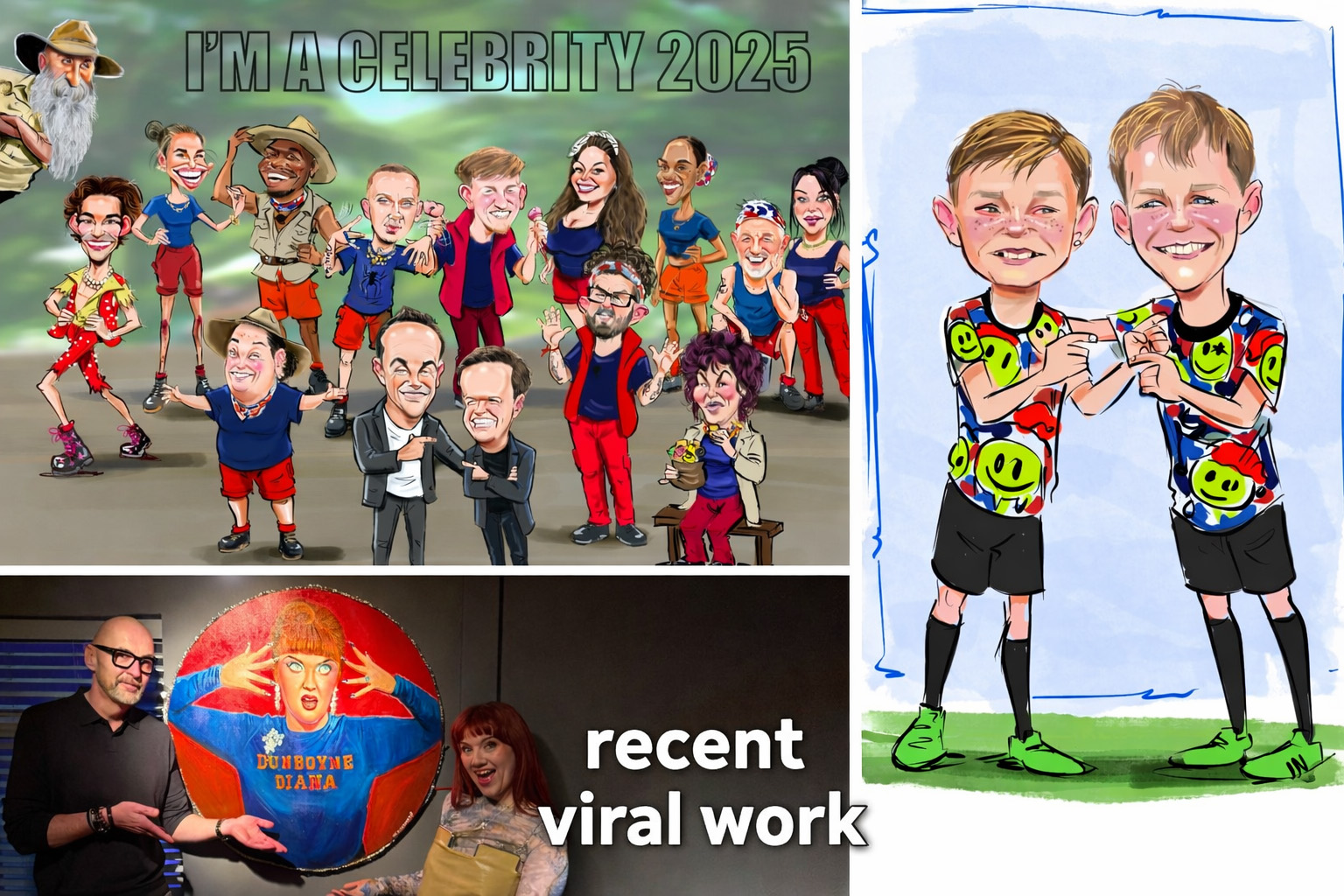 Irelands No 1 caricature artist Niall O'Loughlin as seen on the Late Late and Saturday night show.
