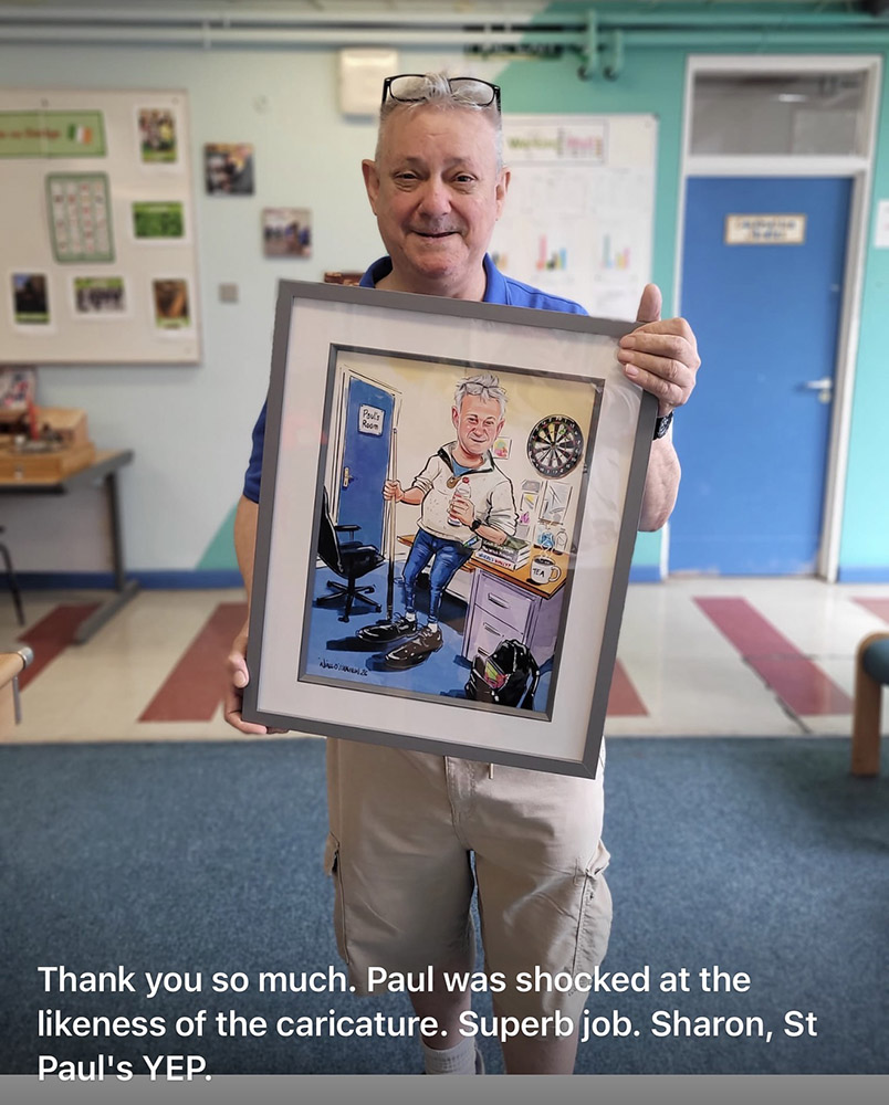 Irelands No 1 caricature artist Niall O'Loughlin as seen on the Late Late and Saturday night show.
