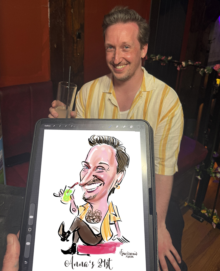 Irelands No 1 caricature artist Niall O'Loughlin as seen on the Late Late and Saturday night show.